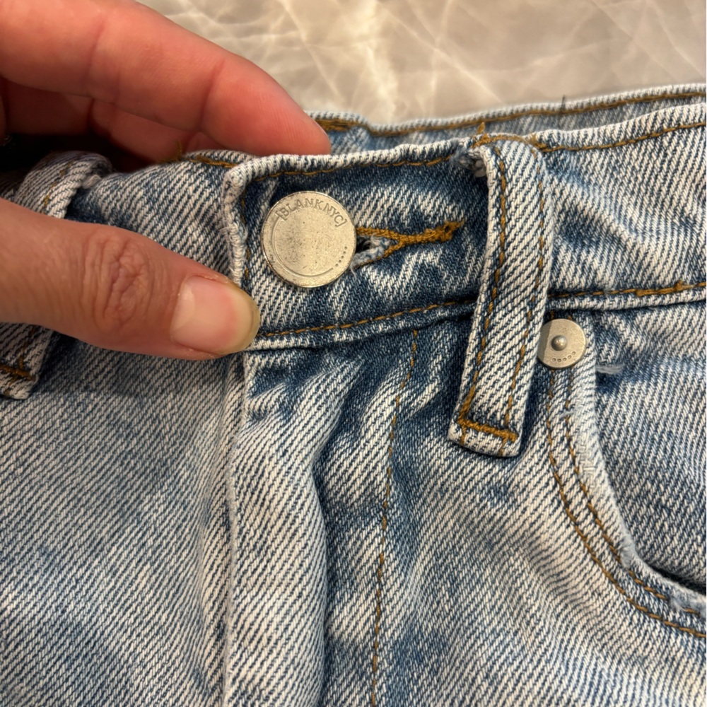 Blank NYC Light Blue Distressed Jean Shorts - Picture 2 of 5